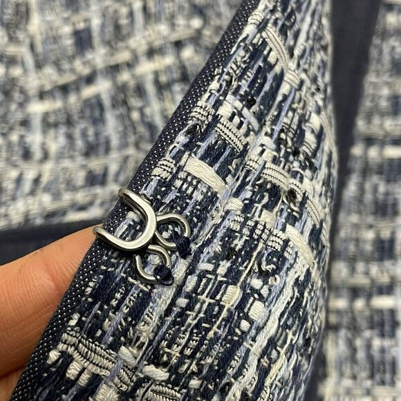 Talbots Tweed Suit Business Jacket Women Size Petite 8P Blue Pocket Grid Modern - Picture 9 of 12